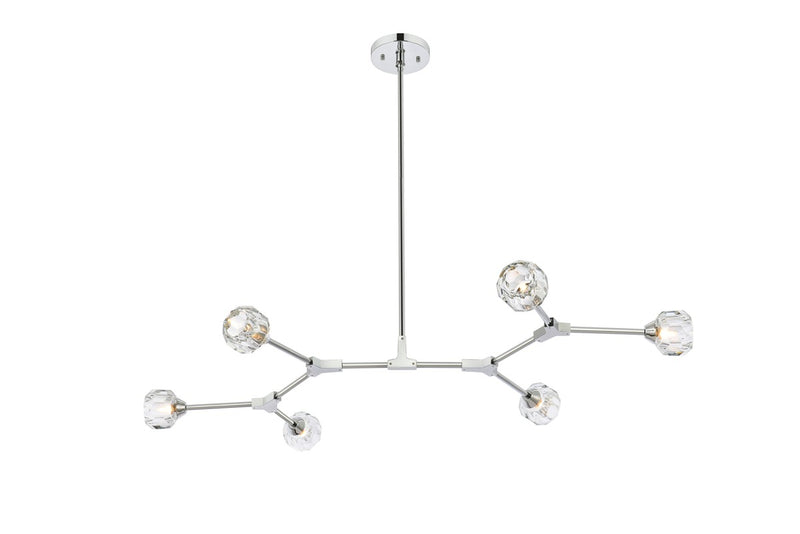 Elegant Lighting - 3508D50C - Six Light Pendant - Zayne - Chrome