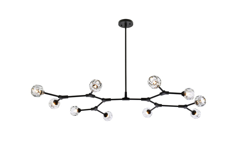 Elegant Lighting - 3508D56BK - Ten Light Pendant - Zayne - Black