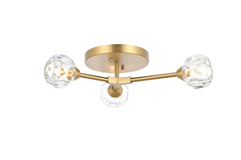 Elegant Lighting - 3508F18G - Three Light Flush Mount - Zayne - Gold and Clear