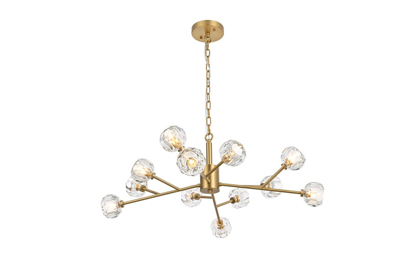 Elegant Lighting - 3509D35G - 12 Light Pendant - Graham - Gold and Clear