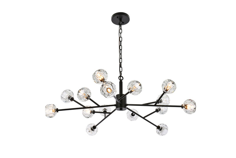 Elegant Lighting - 3509D42BK - 15 Light Pendant - Graham - Black and Clear