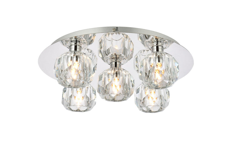 Elegant Lighting - 3509F16C - Five Light Flush Mount - Graham - Chrome and Clear