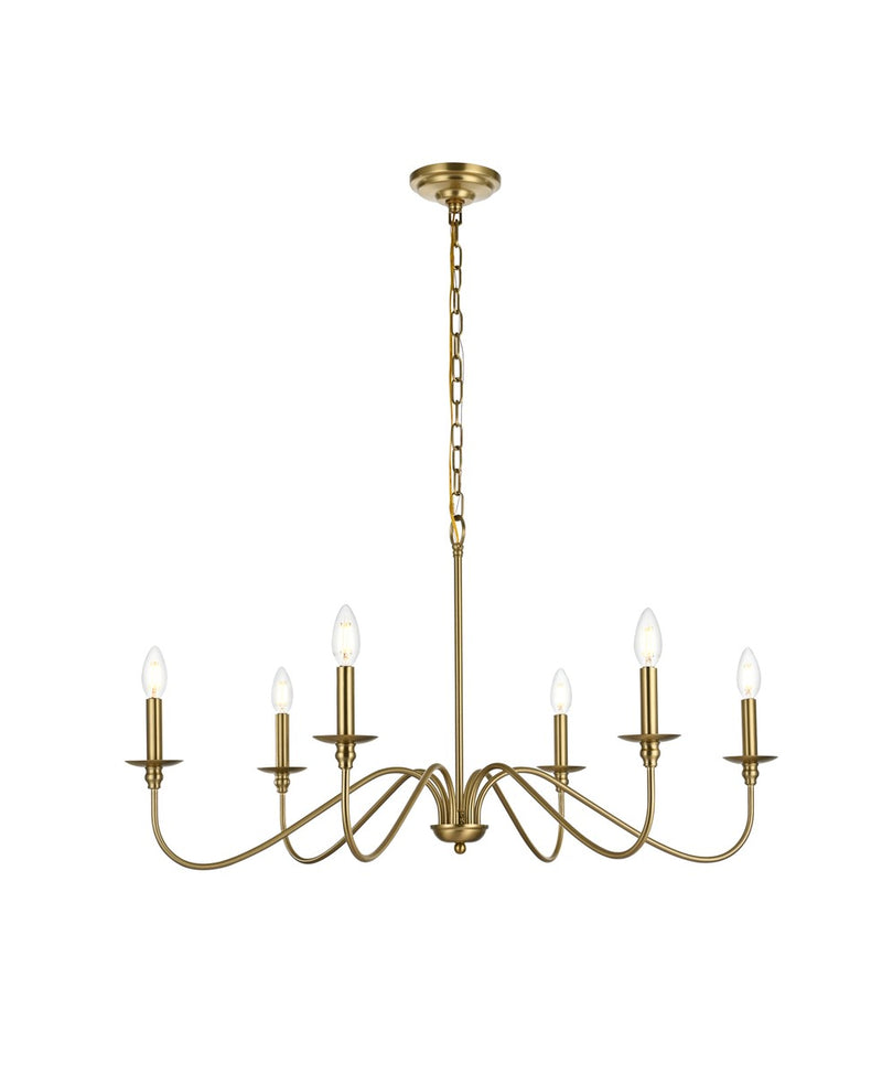 Elegant Lighting - LD5006D36SG - Six Light Chandelier - Rohan - Satin Gold