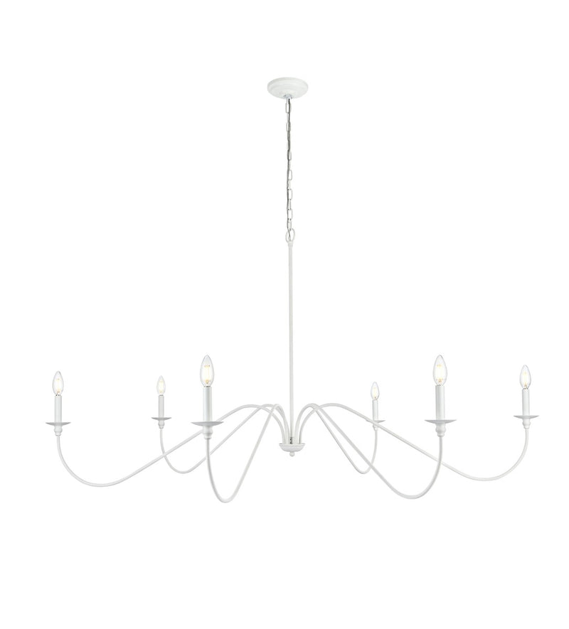 Elegant Lighting - LD5056D60WH - Six Light Chandelier - Rohan - White