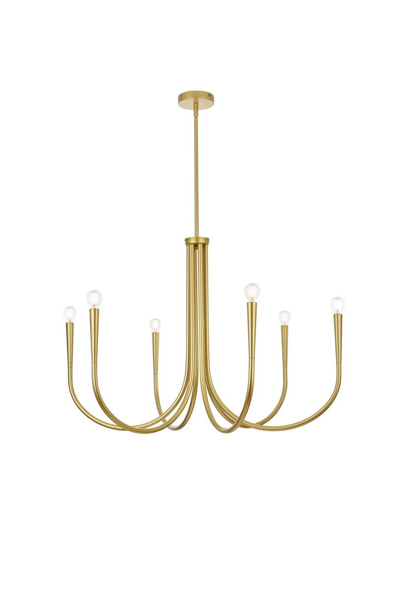 Elegant Lighting - LD722D36BR - Six Light Chandelier - Layne - Brass