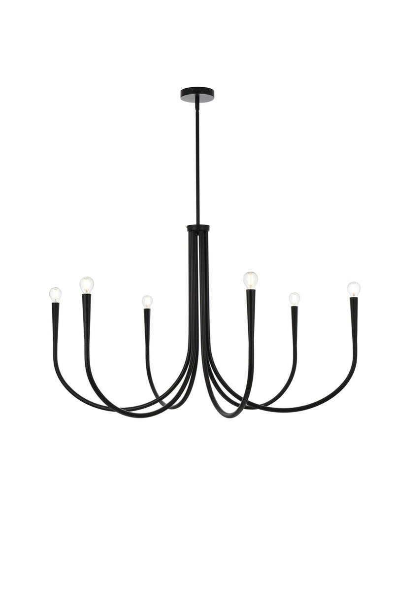 Elegant Lighting - LD722D42BK - Six Light Chandelier - Layne - Black