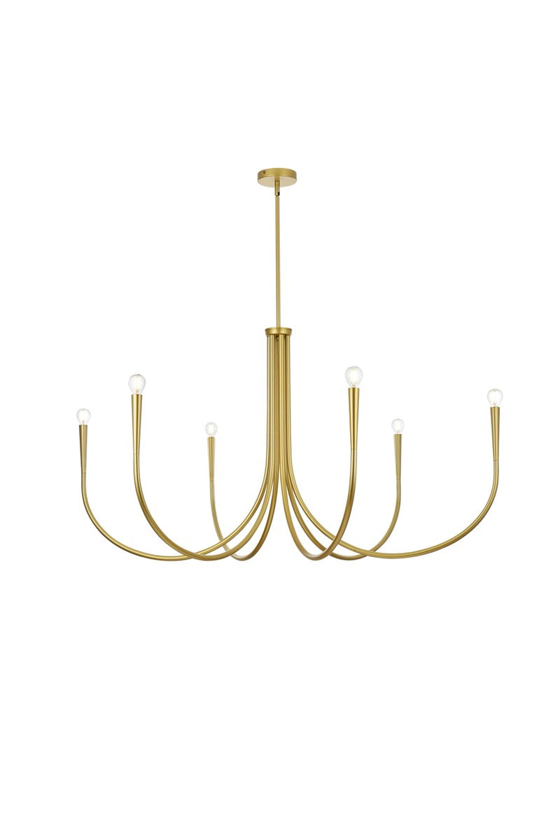 Elegant Lighting - LD722D50BR - Six Light Chandelier - Layne - Brass