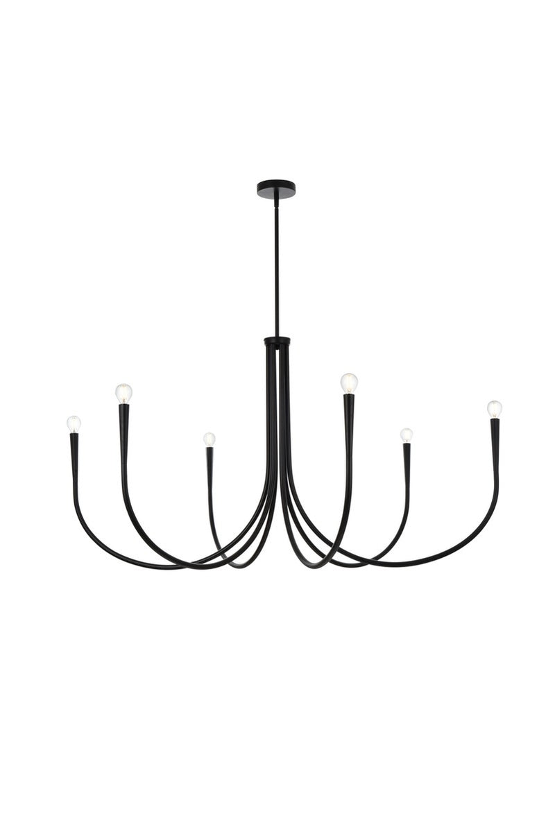 Elegant Lighting - LD722D55BK - Six Light Chandelier - Layne - Black