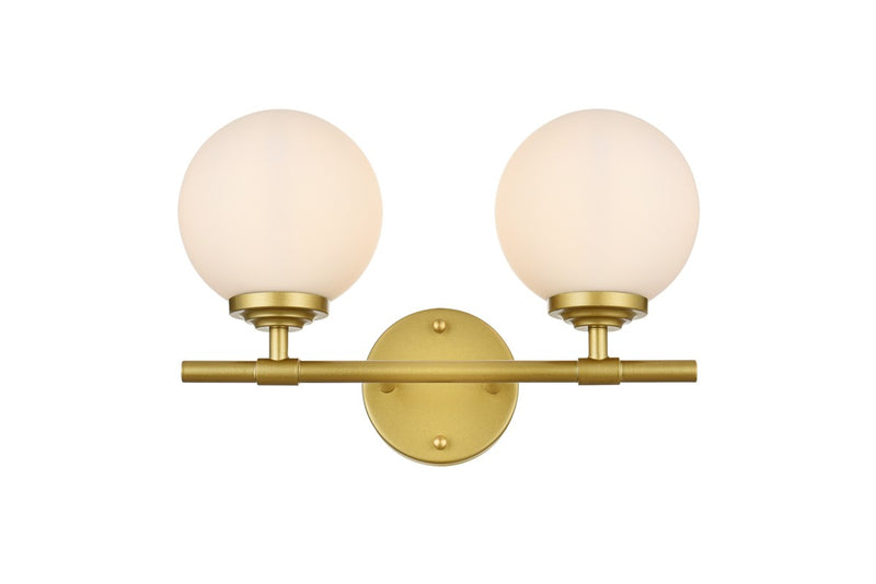 Elegant Lighting - LD7301W15BRA - Two Light Bath Sconce - Ansley - Brass and frosted white