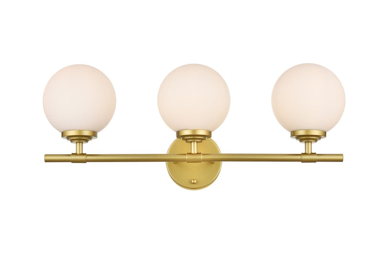 Elegant Lighting - LD7301W24BRA - Three Light Bath Sconce - Ansley - Brass and frosted white