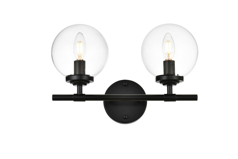 Elegant Lighting - LD7302W15BLK - Two Light Bath Sconce - Ingrid - Black and Clear