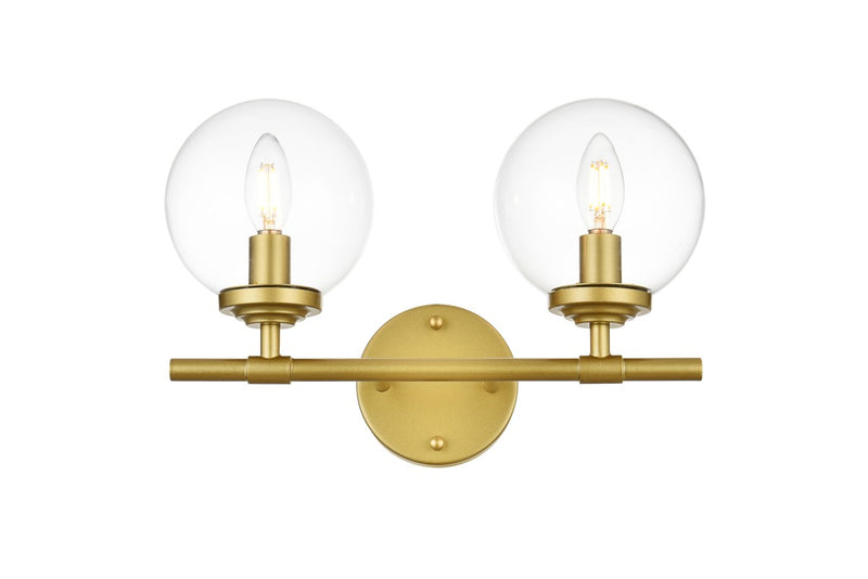 Elegant Lighting - LD7302W15BRA - Two Light Bath Sconce - Ingrid - Brass and Clear