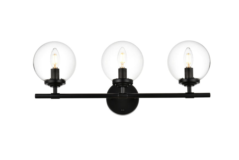 Elegant Lighting - LD7302W24BLK - Three Light Bath Sconce - Ingrid - Black and Clear