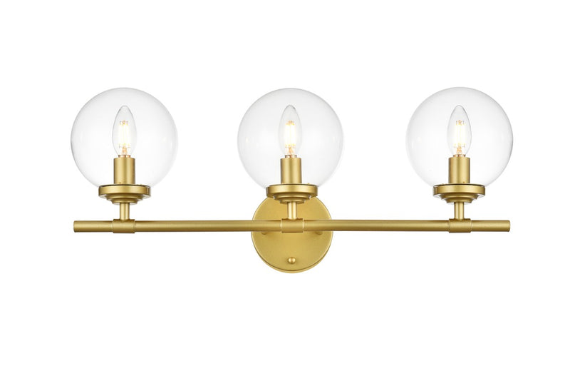 Elegant Lighting - LD7302W24BRA - Three Light Bath Sconce - Ingrid - Brass and Clear