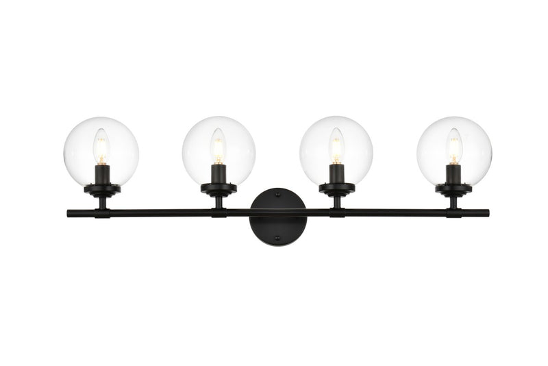 Elegant Lighting - LD7302W33BLK - Four Light Bath Sconce - Ingrid - Black and Clear