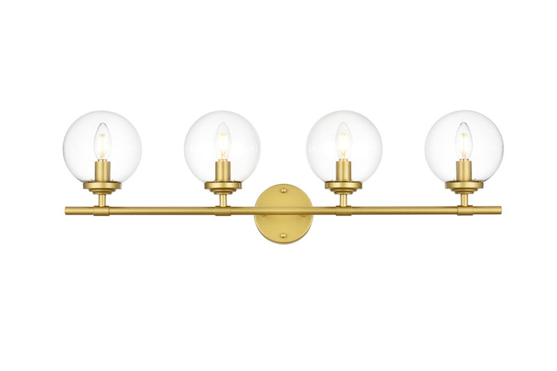 Elegant Lighting - LD7302W33BRA - Four Light Bath Sconce - Ingrid - Brass and Clear