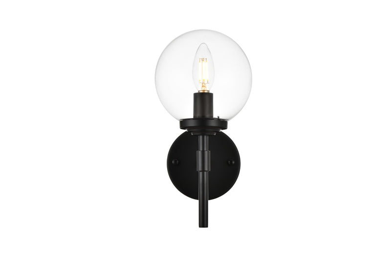 Elegant Lighting - LD7302W6BLK - One Light Bath Sconce - Ingrid - Black and Clear