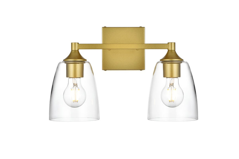 Elegant Lighting - LD7307W15BRA - Two Light Bath Sconce - Gianni - Brass and Clear