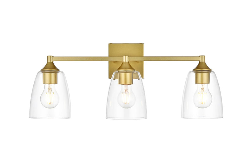 Elegant Lighting - LD7307W24BRA - Three Light Bath Sconce - Gianni - Brass and Clear