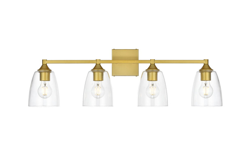 Elegant Lighting - LD7307W32BRA - Four Light Bath Sconce - Gianni - Brass and Clear