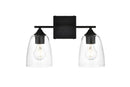 Elegant Lighting - LD7309W15BLK - Two Light Bath Sconce - Harris - Black