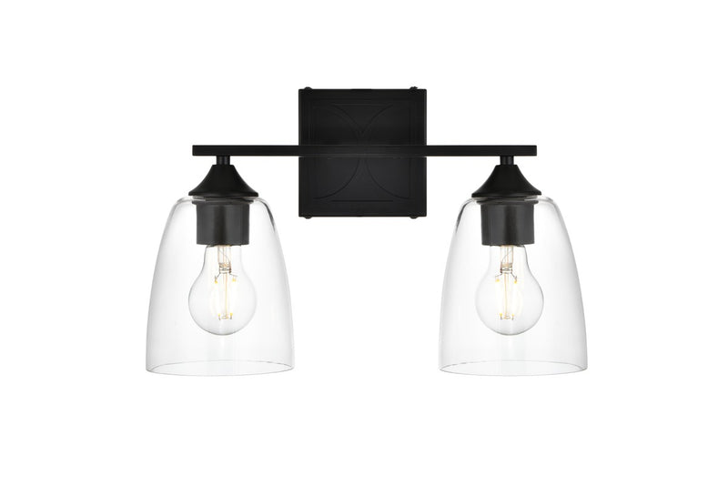 Elegant Lighting - LD7309W15BLK - Two Light Bath Sconce - Harris - Black