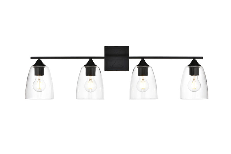 Elegant Lighting - LD7309W34BLK - Four Light Bath Sconce - Harris - Black and Clear