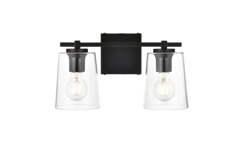 Elegant Lighting - LD7310W14BLK - Two Light Bath Sconce - Kacey - Black and Clear