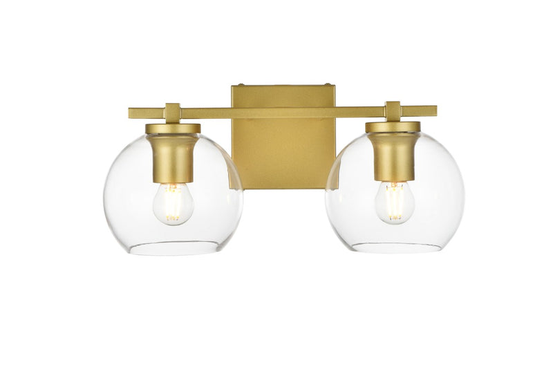 Elegant Lighting - LD7311W15BRA - Two Light Bath Sconce - Juelz - Brass and Clear