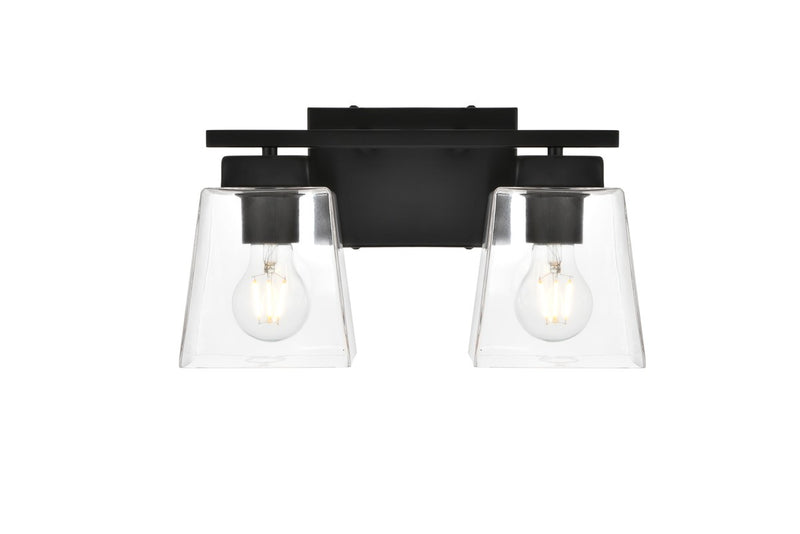 Elegant Lighting - LD7312W14BLK - Two Light Bath Sconce - Merrick - Black and Clear