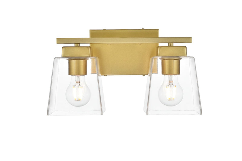 Elegant Lighting - LD7312W14BRA - Two Light Bath Sconce - Merrick - Brass and Clear