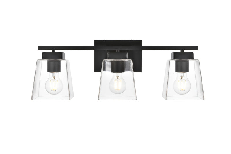 Elegant Lighting - LD7312W23BLK - Three Light Bath Sconce - Merrick - Black and Clear