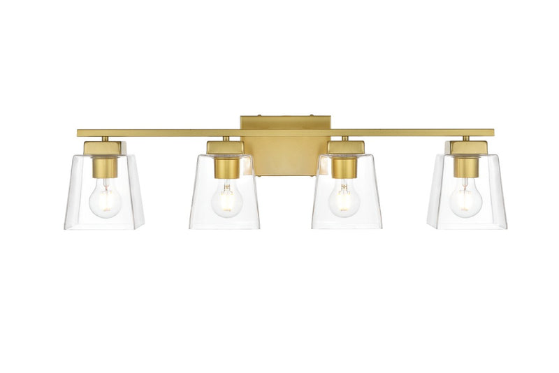 Elegant Lighting - LD7312W32BRA - Four Light Bath Sconce - Merrick - Brass and Clear