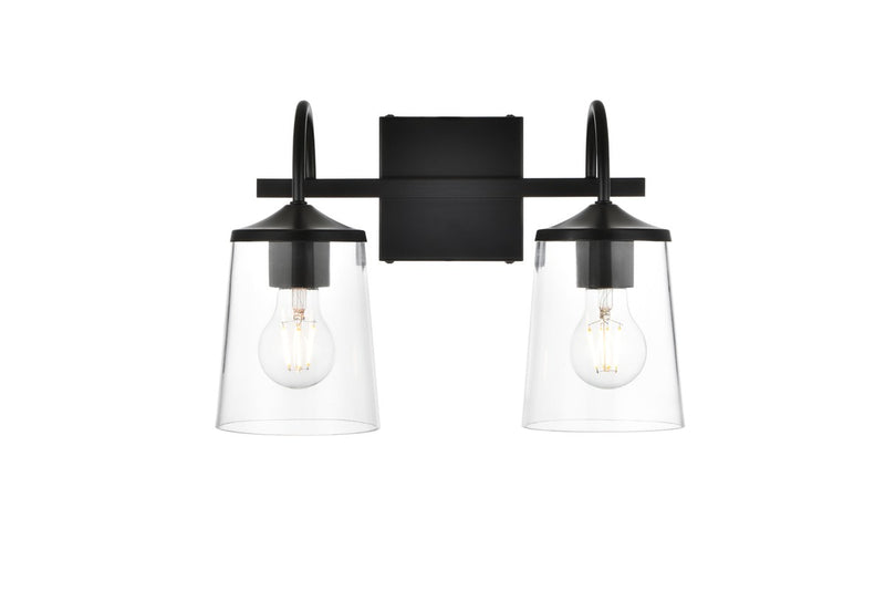 Elegant Lighting - LD7313W14BLK - Two Light Bath Sconce - Avani - Black and Clear