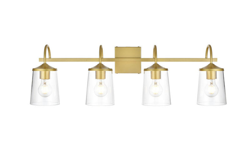 Elegant Lighting - LD7313W33BRA - Four Light Bath Sconce - Avani - Brass and Clear