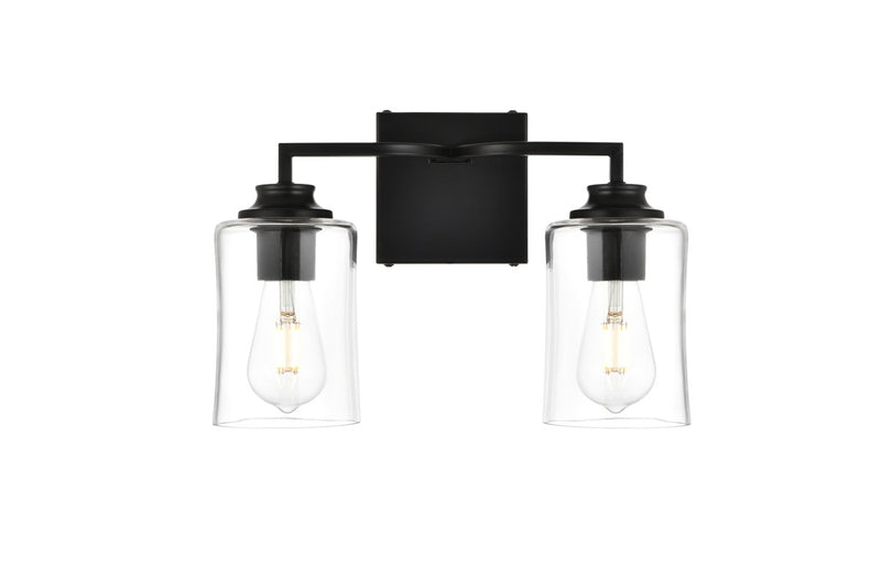 Elegant Lighting - LD7314W14BLK - Two Light Bath Sconce - Ronnie - Black and Clear