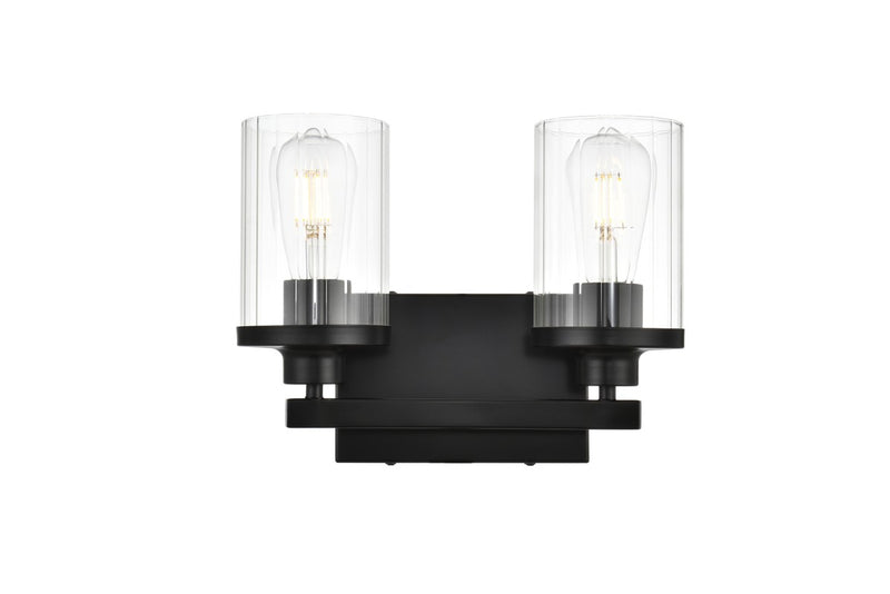 Elegant Lighting - LD7316W12BLK - Two Light Bath Sconce - Saanvi - Black and Clear