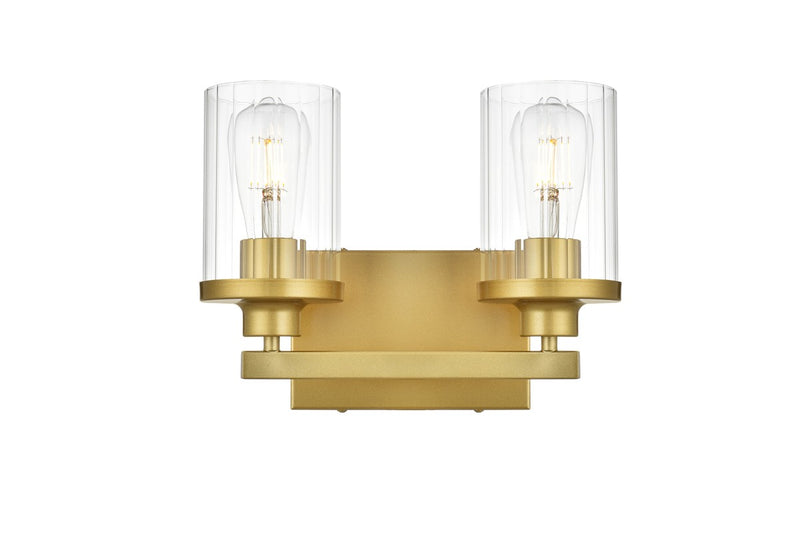 Elegant Lighting - LD7316W12BRA - Two Light Bath Sconce - Saanvi - Brass and Clear