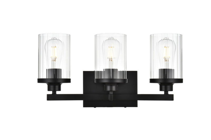 Elegant Lighting - LD7316W18BLK - Three Light Bath Sconce - Saanvi - Black and Clear