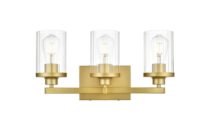 Elegant Lighting - LD7316W18BRA - Three Light Bath Sconce - Saanvi - Brass and Clear