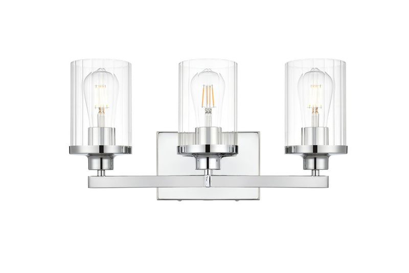 Elegant Lighting - LD7316W18CH - Three Light Bath Sconce - Saanvi - Chrome and Clear