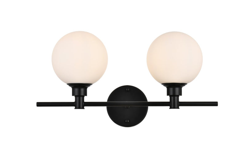 Elegant Lighting - LD7317W19BLK - Two Light Bath Sconce - Cordelia - Black and frosted white