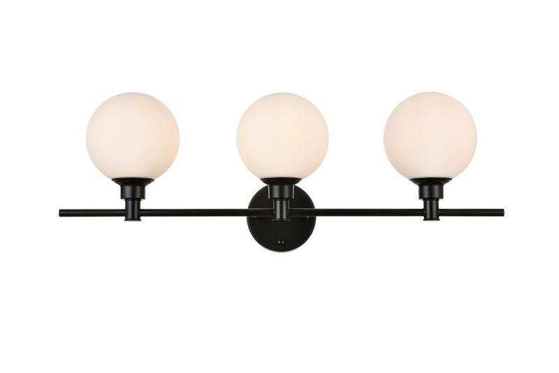 Elegant Lighting - LD7317W28BLK - Three Light Bath Sconce - Cordelia - Black