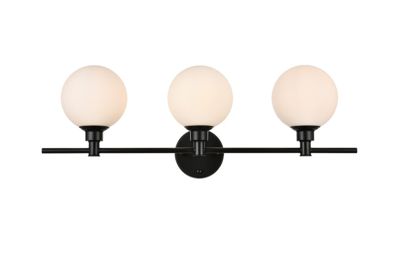 Elegant Lighting - LD7317W28BLK - Three Light Bath Sconce - Cordelia - Black and frosted white