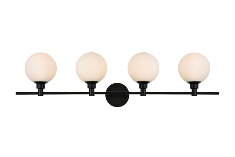 Elegant Lighting - LD7317W38BLK - Four Light Bath Sconce - Cordelia - Black and frosted white