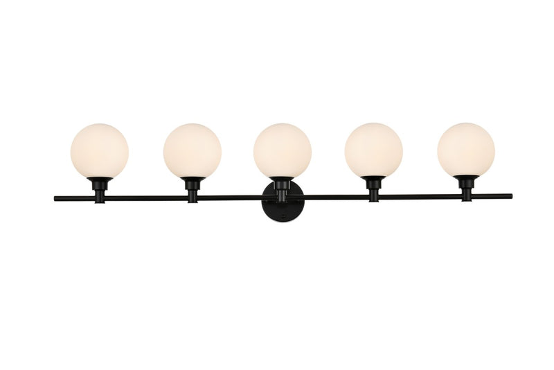 Elegant Lighting - LD7317W47BLK - Five Light Bath Sconce - Cordelia - Black and frosted white