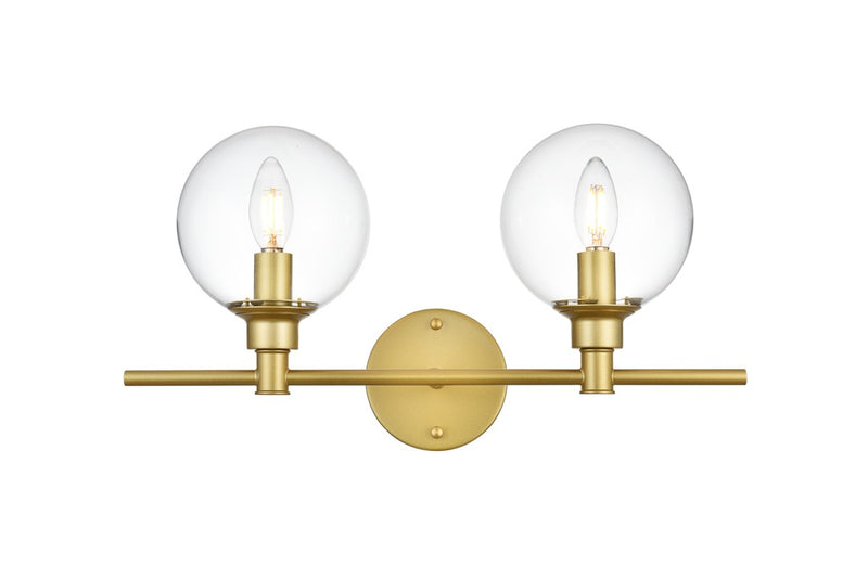 Elegant Lighting - LD7318W19BRA - Two Light Bath Sconce - Jaelynn - Brass and Clear