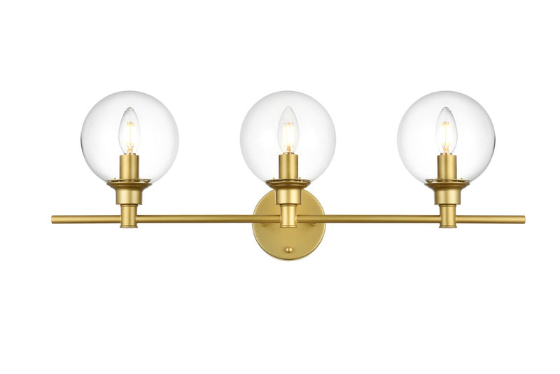 Elegant Lighting - LD7318W28BRA - Three Light Bath Sconce - Jaelynn - Brass and Clear