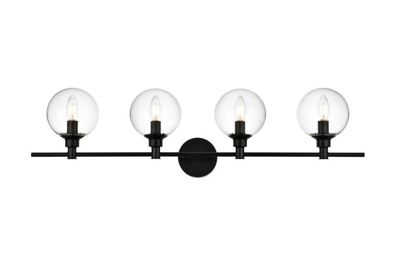 Elegant Lighting - LD7318W38BLK - Four Light Bath Sconce - Jaelynn - Black and Clear