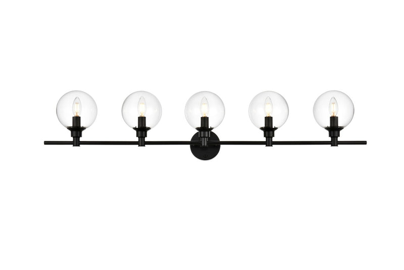 Elegant Lighting - LD7318W47BLK - Five Light Bath Sconce - Jaelynn - Black and Clear